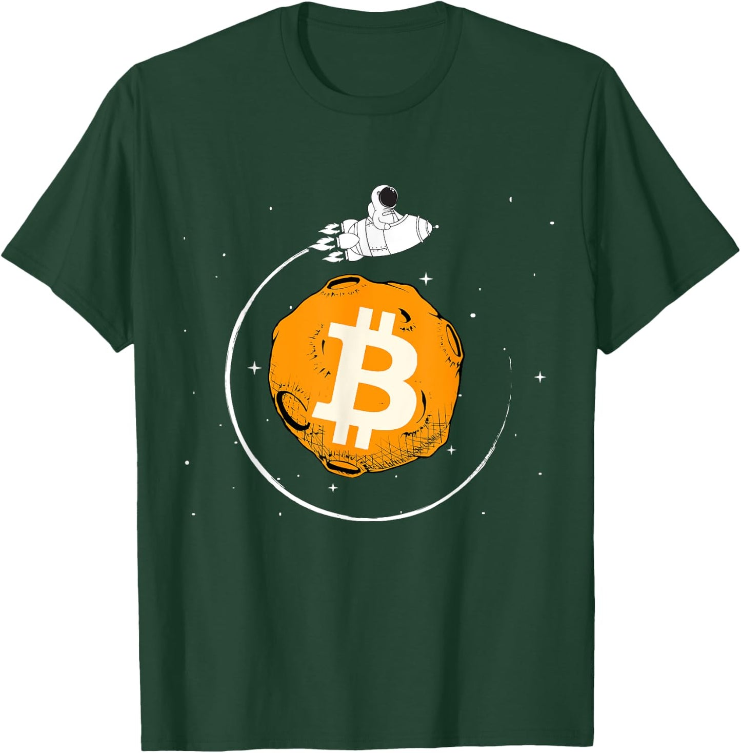 Cryptocurrency Talk - Fun Bitcoin ROCKET To The Moon T-Shirt - T-Shirt | Forest