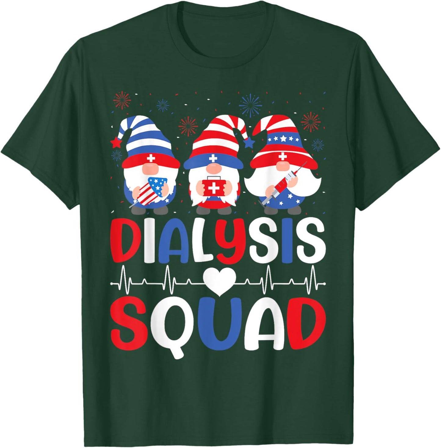4th Of July Dialysis Squad Gnomes USA Patriotic Nurse Men T-Shirt - T-Shirt | Forest