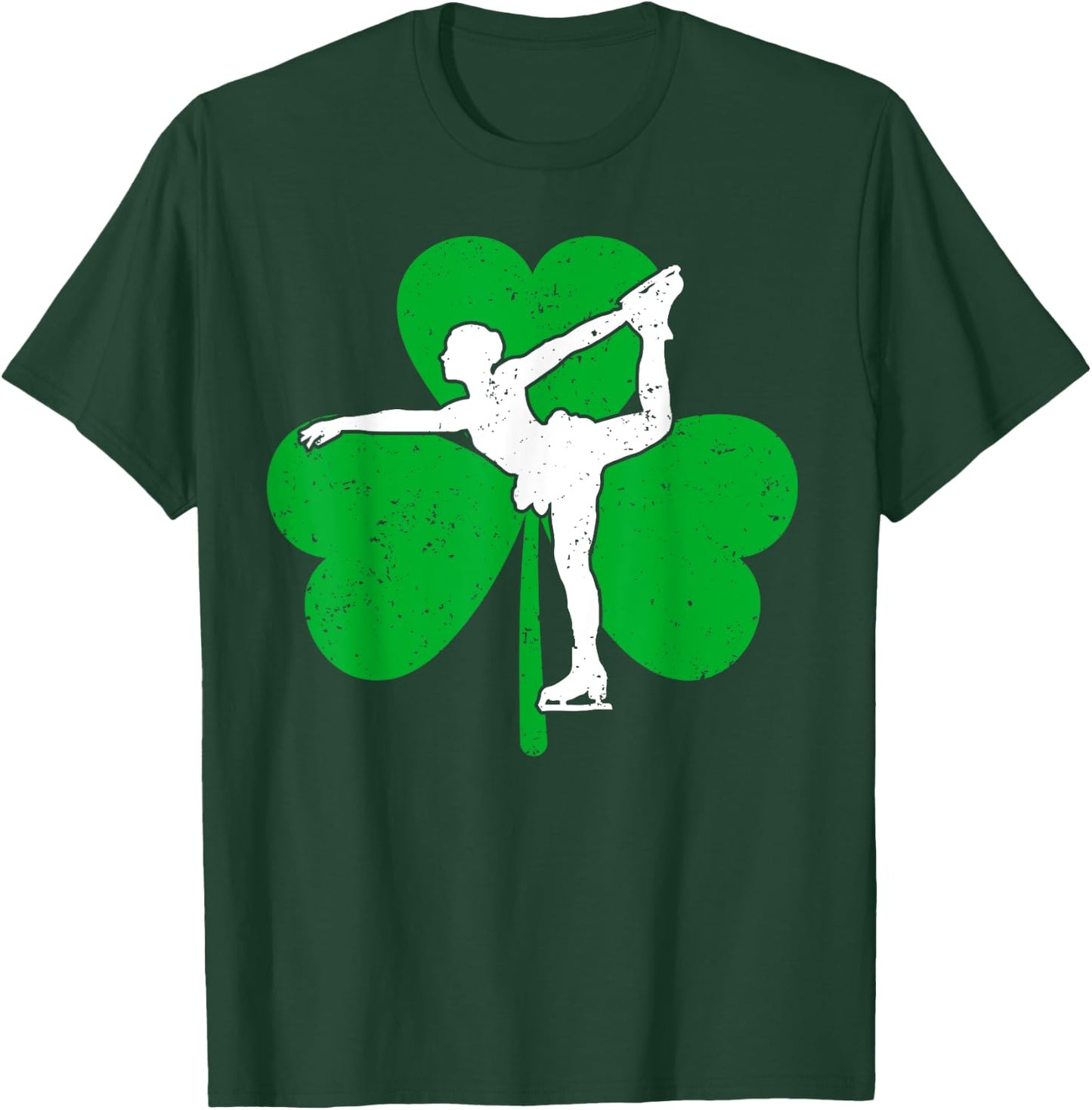 Skater Girl Shamrock Irish Ice Skating St. Patrick's Day T-Shirt - T-Shirt | Forest