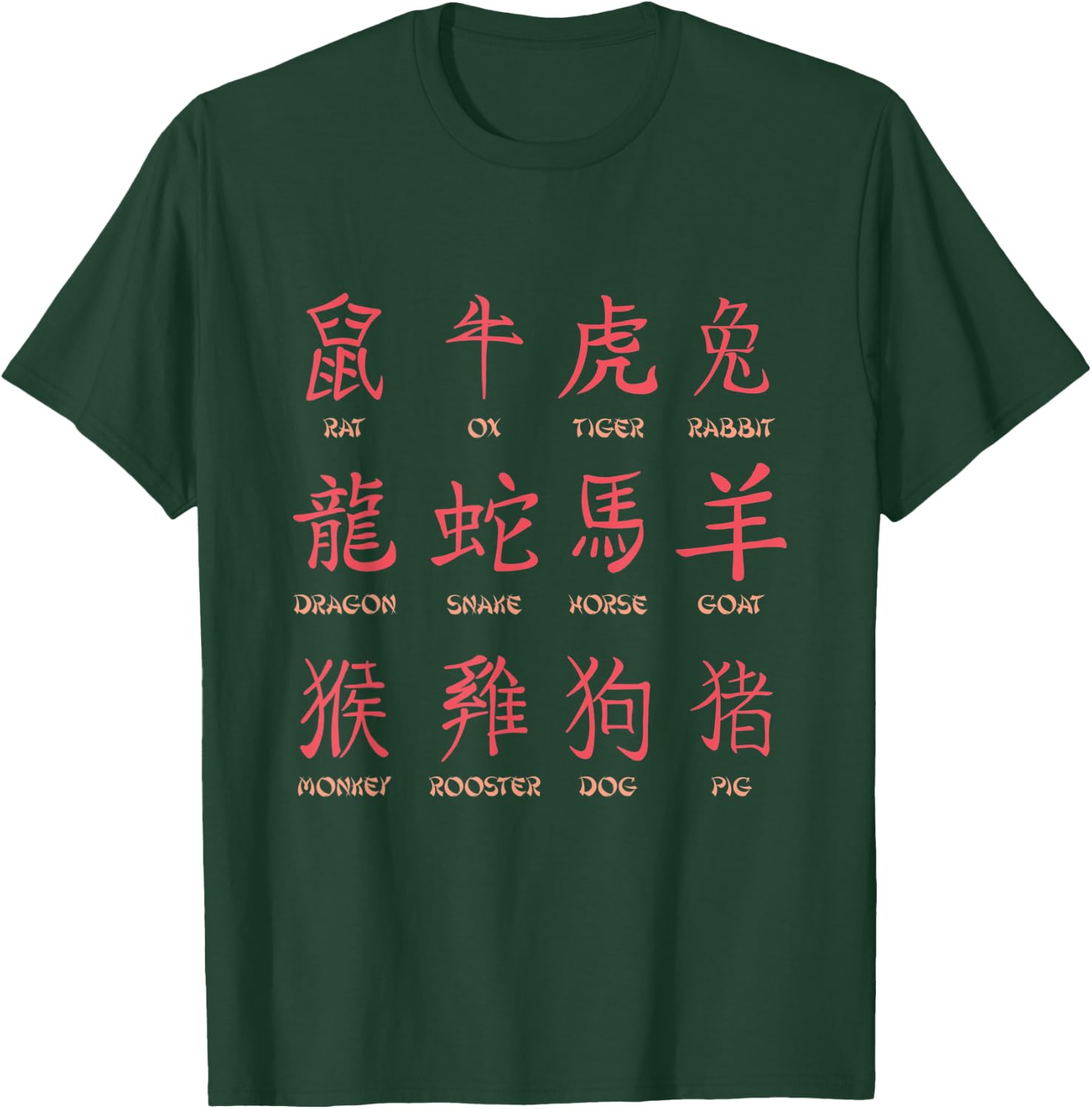 Chinese Zodiac Animal Signs Lunar New Year T-Shirt - T-Shirt | Forest