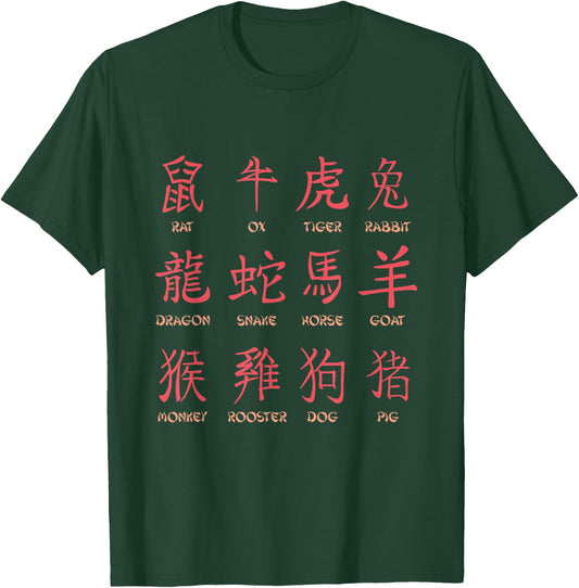 Chinese Zodiac Animal Signs Lunar New Year T-Shirt - T-Shirt | Forest