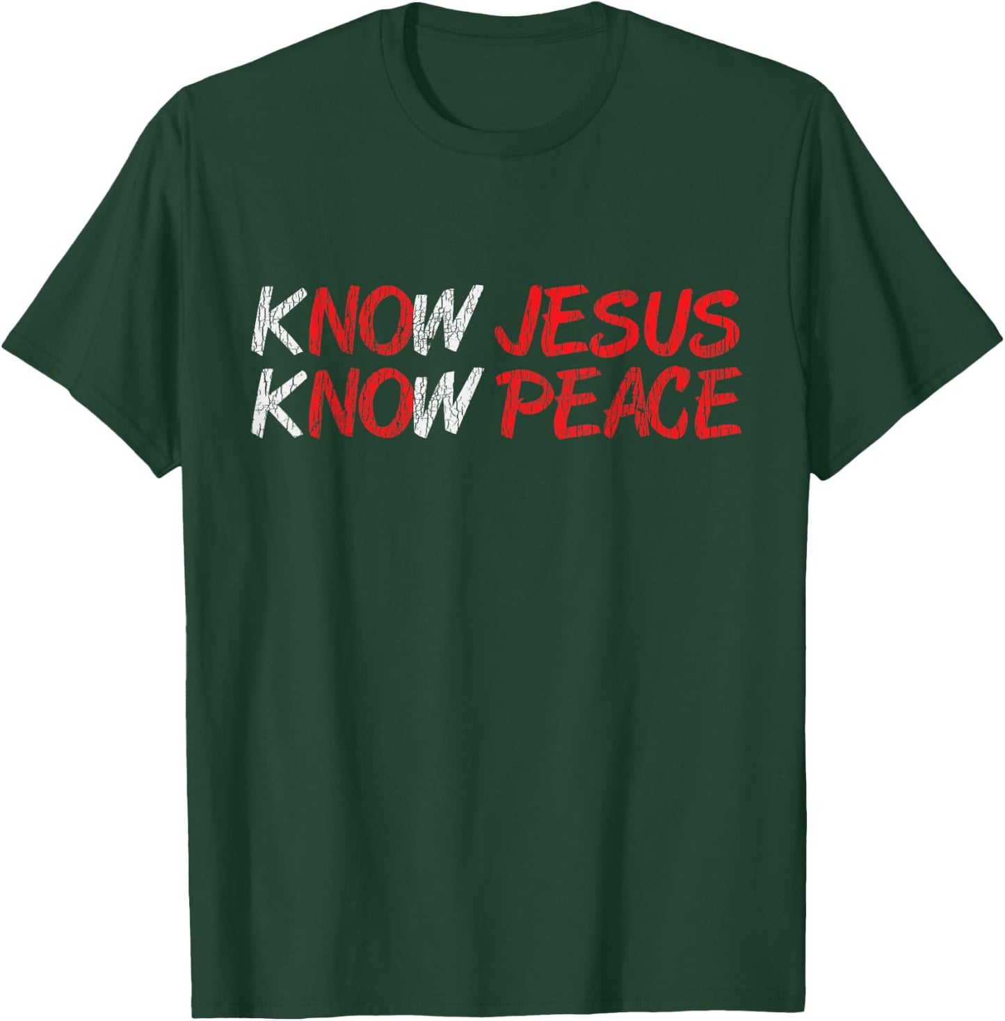 Vintage Know Jesus Know Peace Faith Religious Christian Gift T-Shirt - T-Shirt | Forest