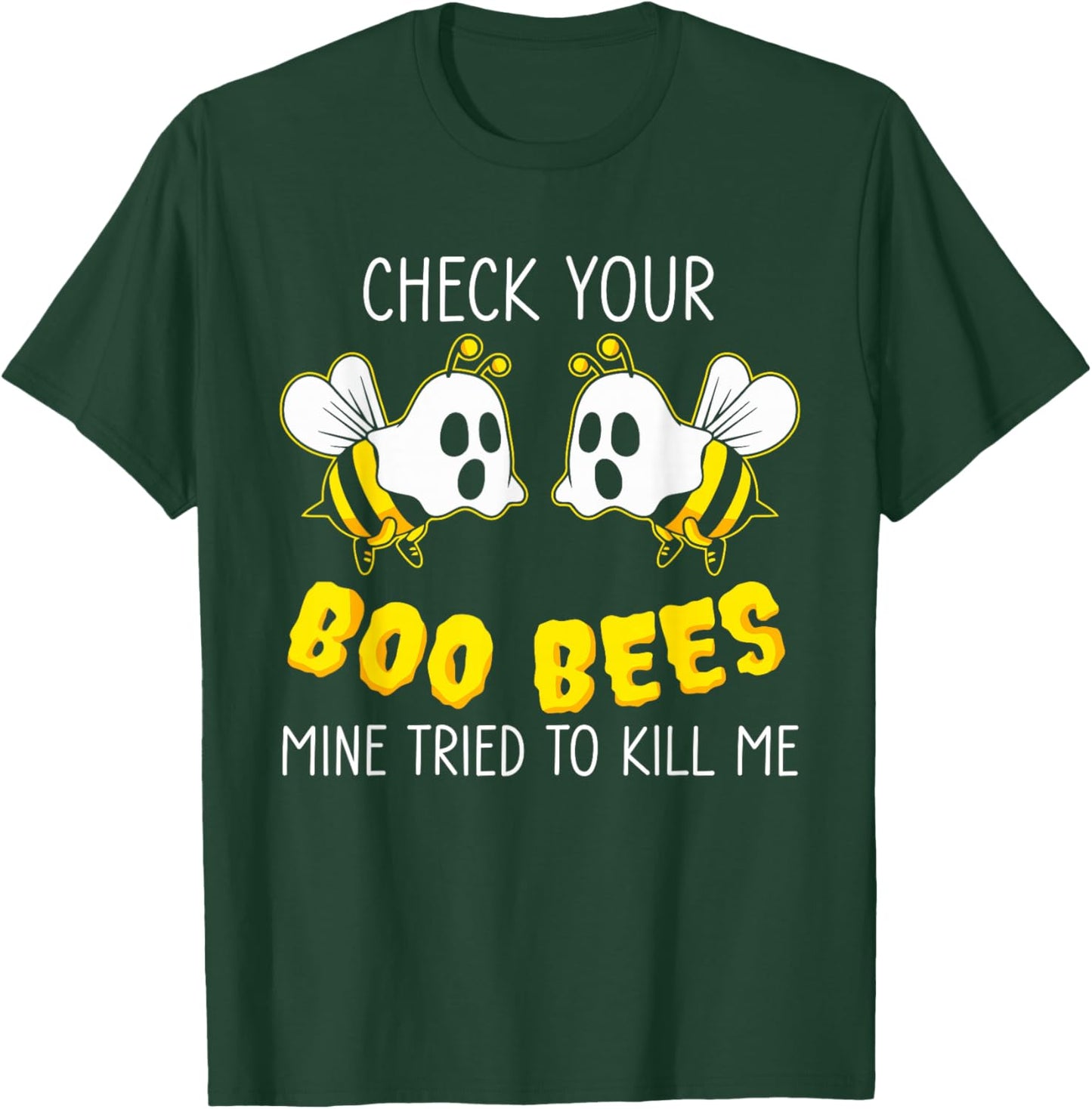 Check Your Boo Bees Mine Tried To Kill Me Breast Cancer T-Shirt - T-Shirt | Forest