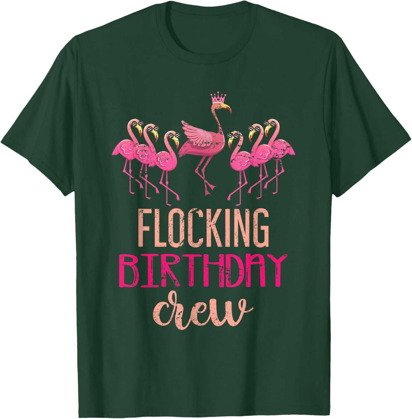 Flocking Birthday Crew Flamingo T-Shirt - T-Shirt | Forest