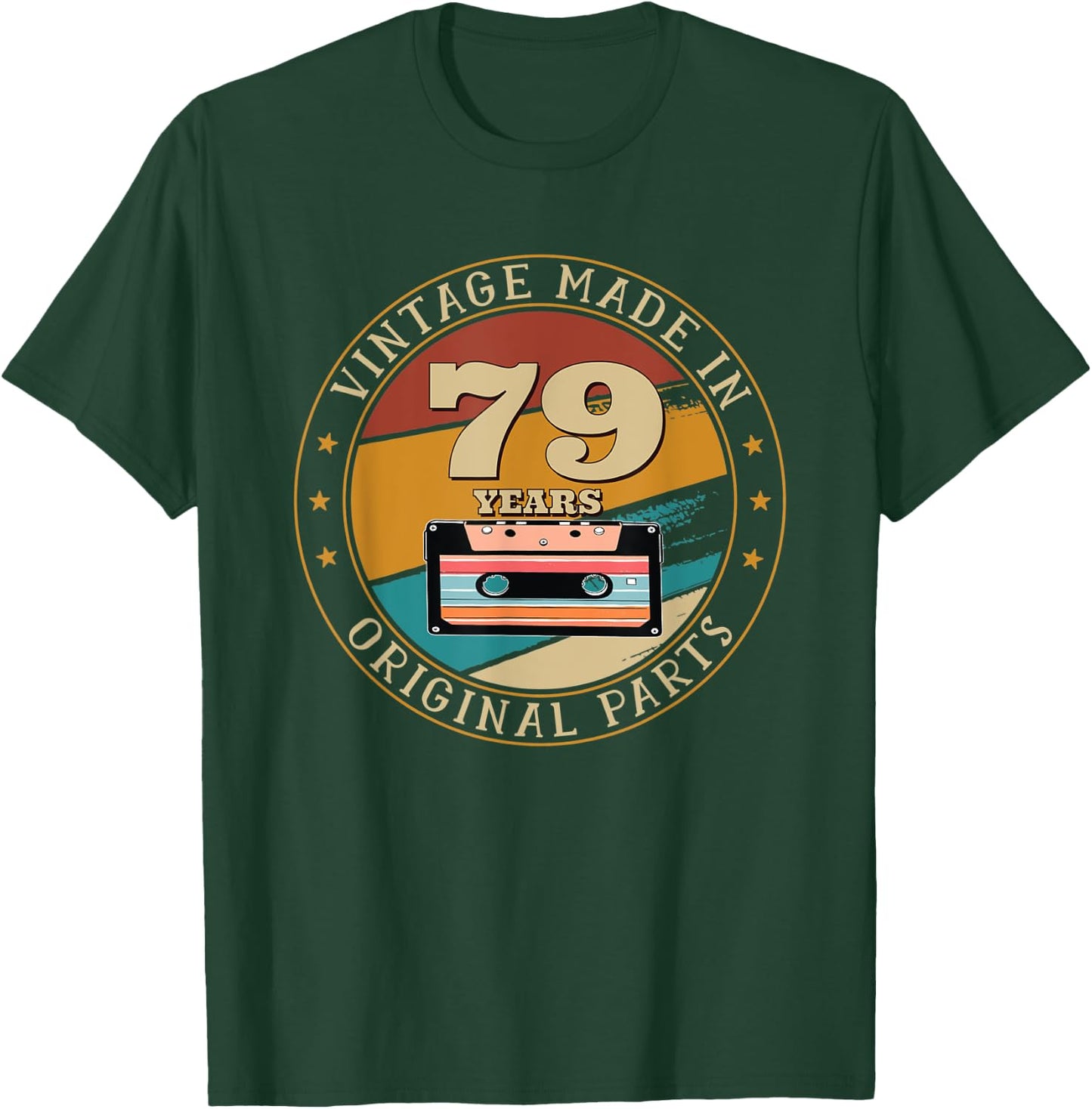 79th Happy Birthday Vintage Made Cassette Tape 79 Years Old T-Shirt - T-Shirt | Forest