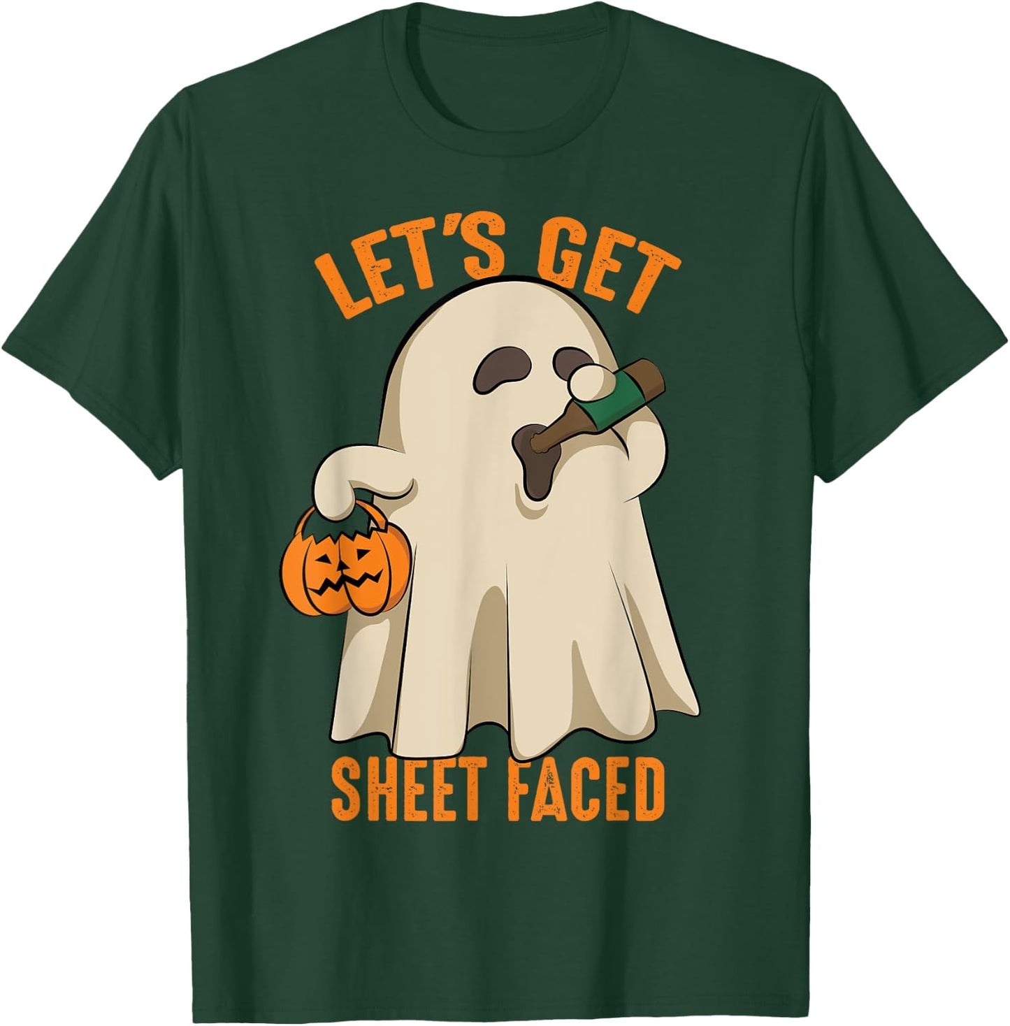 Let's Get Sheet Faced | Funny Halloween Drinking Gift T-Shirt - T-Shirt | Forest