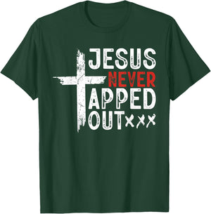 Jesus Never Tapped Out Wrestling Christian Faith Men Women T-Shirt - T-Shirt | Forest