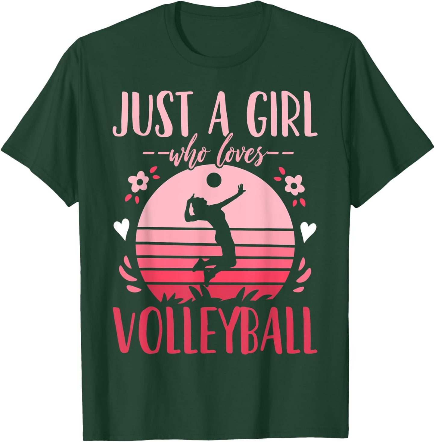 Volleyball Just a Girl Who Loves Volleyball Retro T-Shirt - T-Shirt | Forest