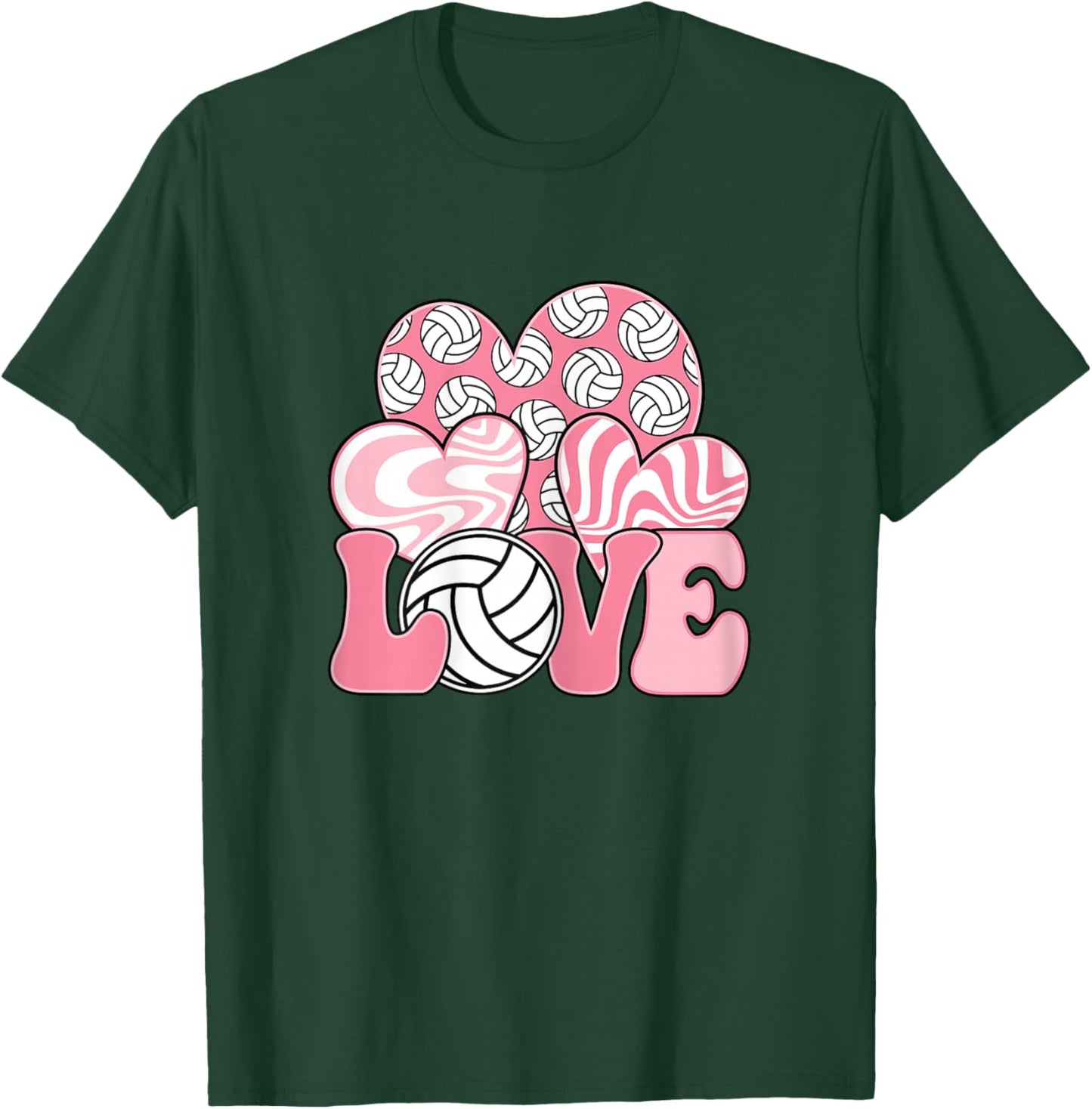 Love Volleyball Pink Volleyball Lover Women Girls Kids T-Shirt - T-Shirt | Forest