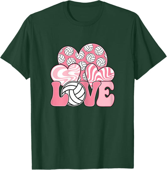 Love Volleyball Pink Volleyball Lover Women Girls Kids T-Shirt - T-Shirt | Forest