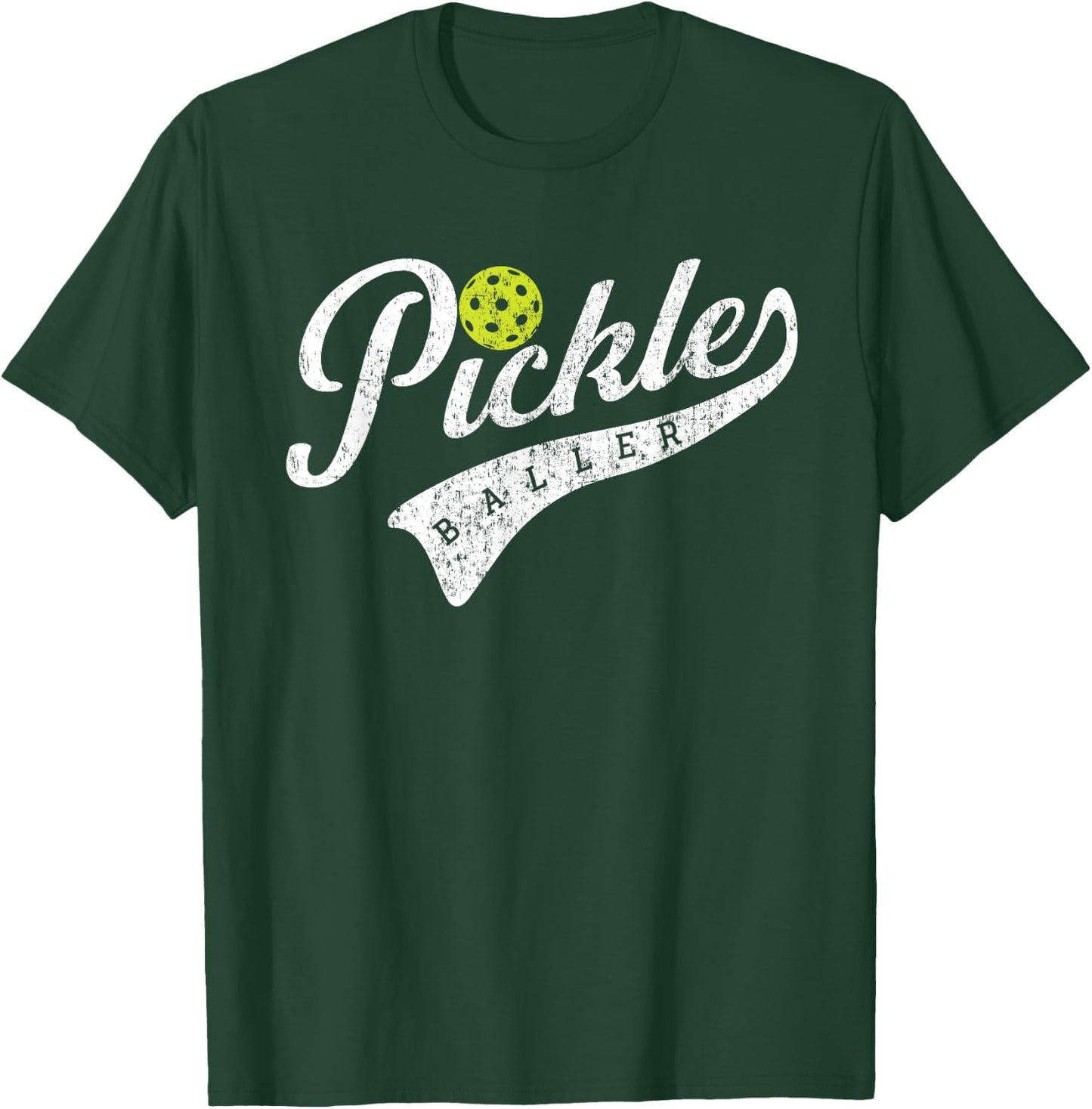 Pickle Baller, Cool Paddle Sports Pickleball Lover Vintage T-Shirt - T-Shirt | Forest