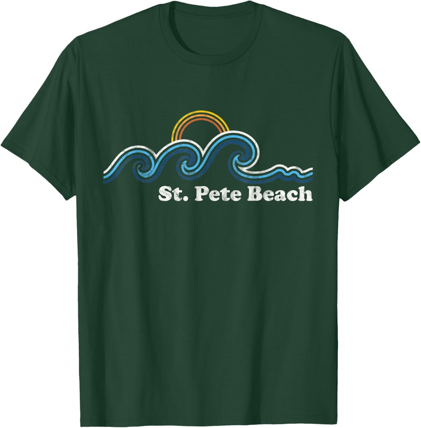 St. Pete Beach Florida FL Sufing Waves Sunset Beach Vintage T-Shirt - T-Shirt | Forest