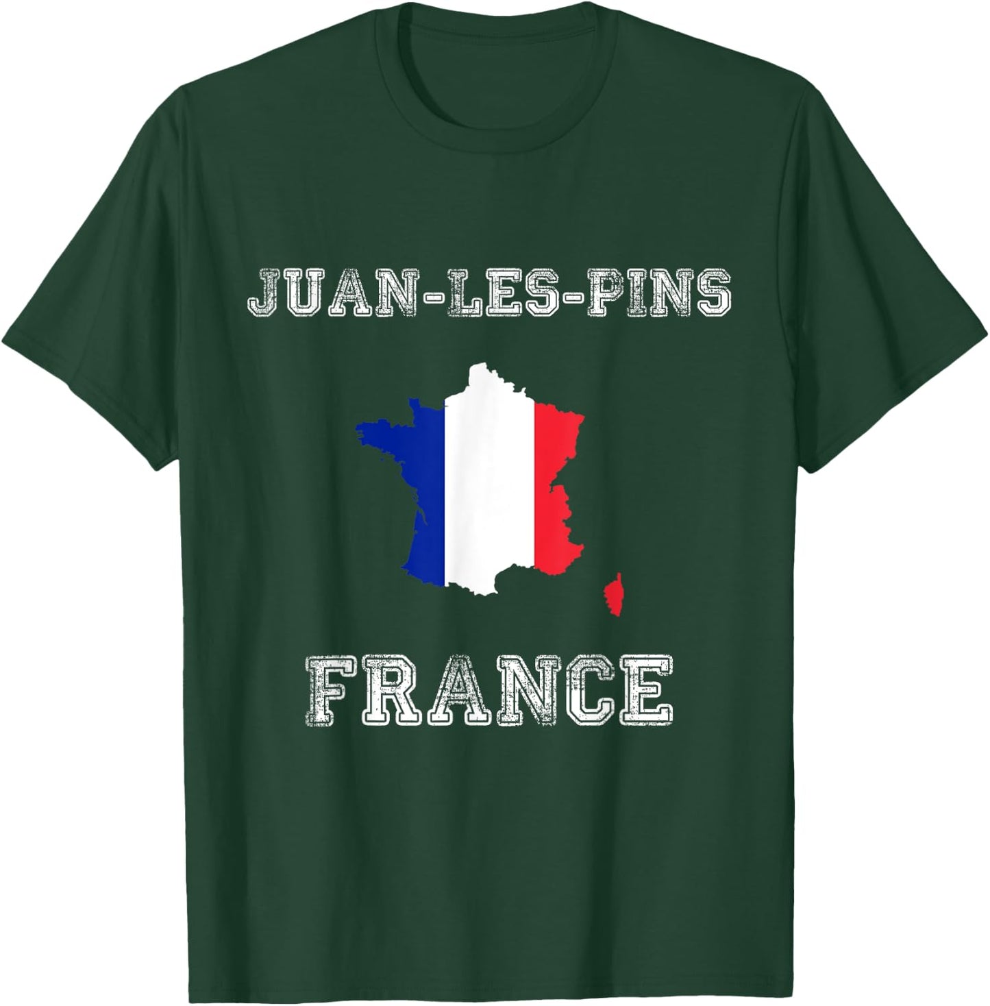 Retro Juan-les-Pins France Distressed France Flag T-Shirt - T-Shirt | Forest