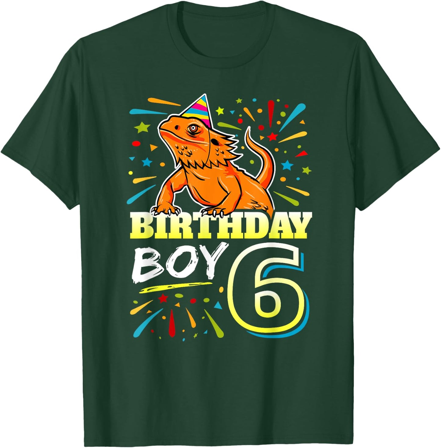 Bearded Dragon Lizard Kids 6th Birthday - 6 Year Old Boy T-Shirt - T-Shirt | Forest