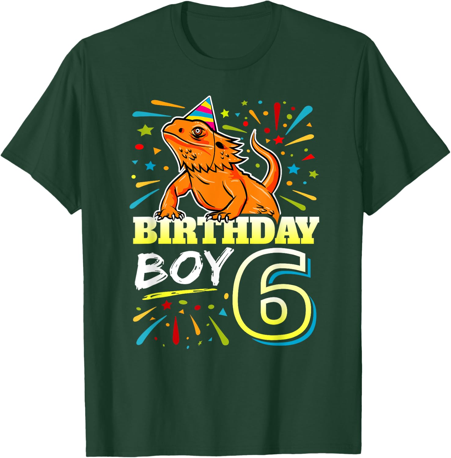 Bearded Dragon Lizard Kids 6th Birthday - 6 Year Old Boy T-Shirt - T-Shirt | Forest
