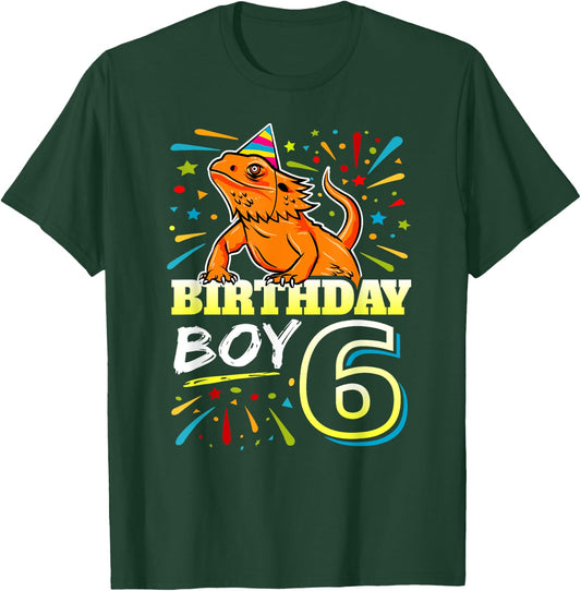 Bearded Dragon Lizard Kids 6th Birthday - 6 Year Old Boy T-Shirt - T-Shirt | Forest