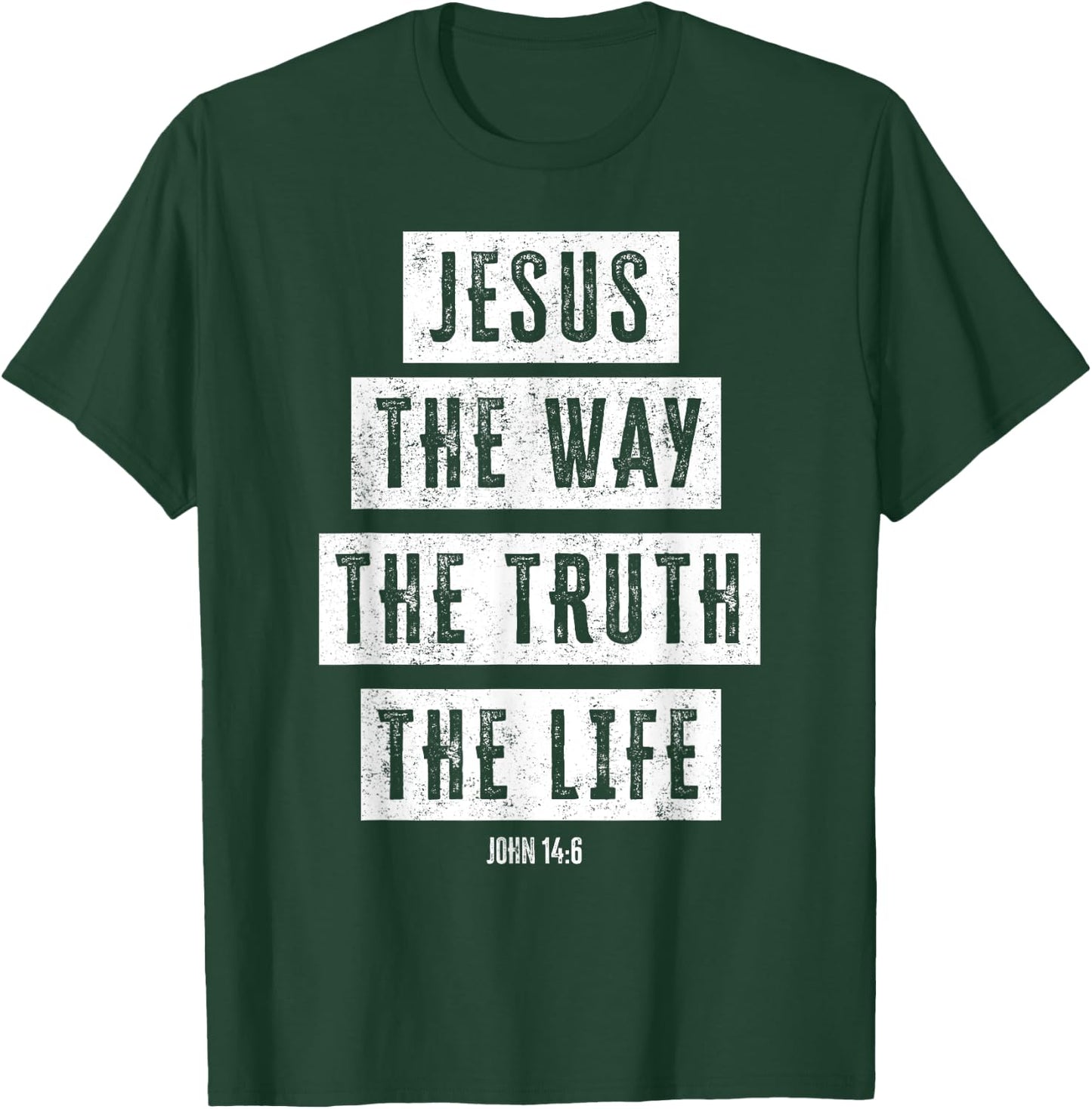 Christian Women Men Kids Jesus Way Truth Life Verse Matching T-Shirt - T-Shirt | Forest
