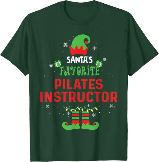 Santa's Favorite Pilates Instructor Christmas Xmas Gift T-Shirt - T-Shirt | Forest