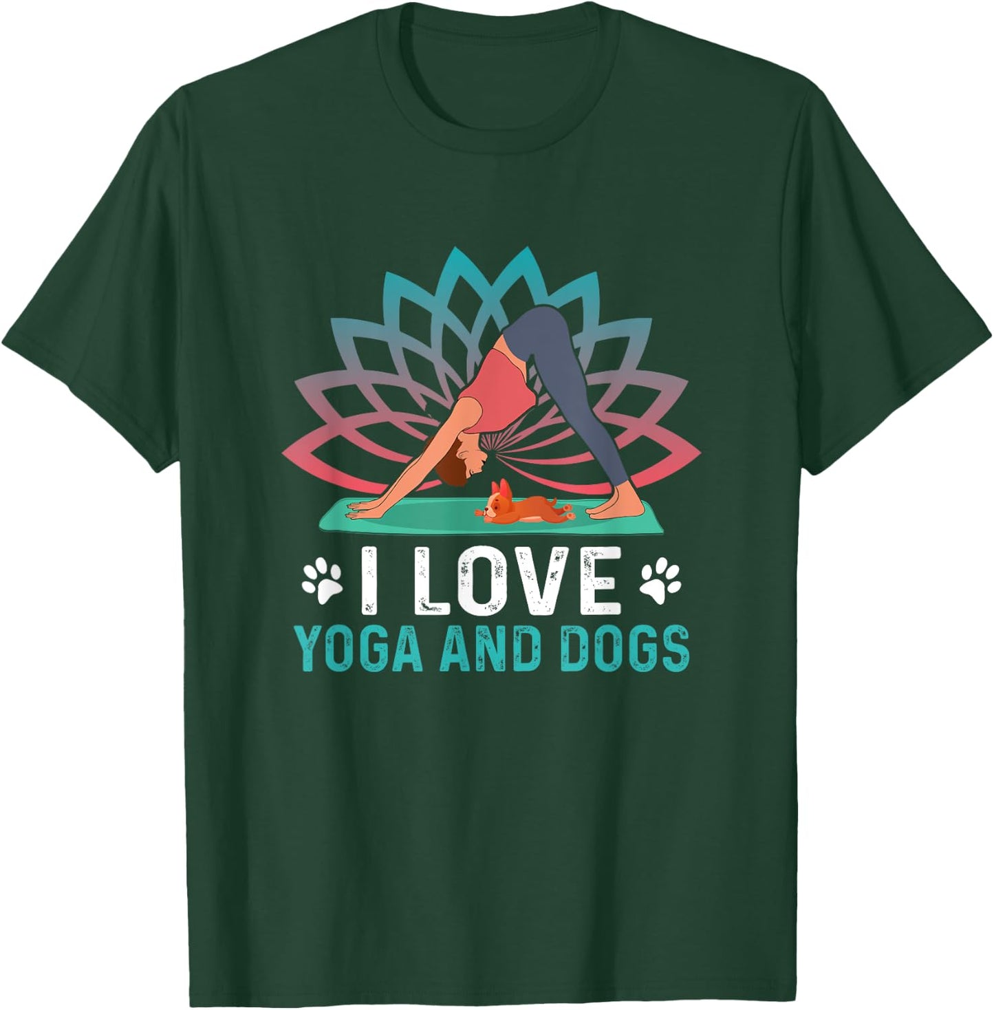 Yoga And Dogs Meditation Women Yoga Saying Funny Yoga Dog T-Shirt - T-Shirt | Forest