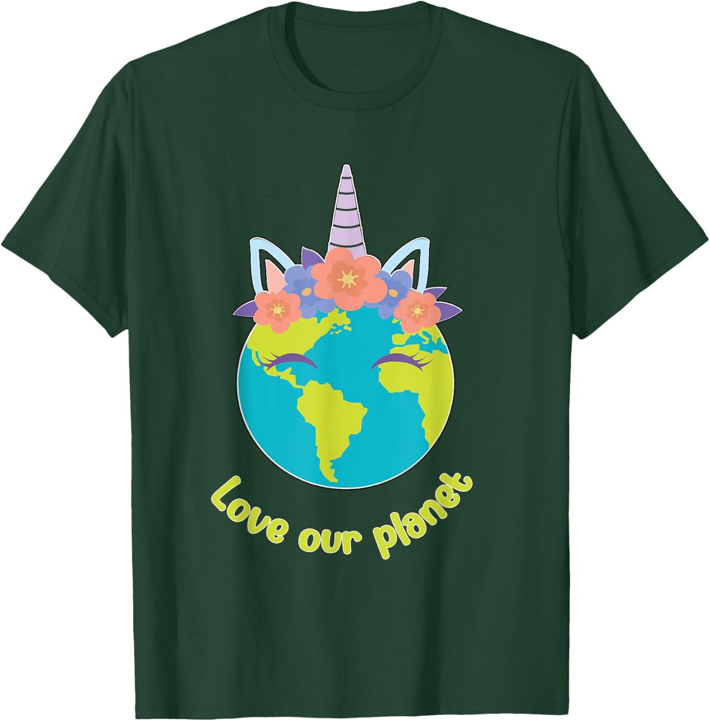 Boys Girl Earth Day 2025 Toddler Kids Unicorn Face T-Shirt - T-Shirt | Forest