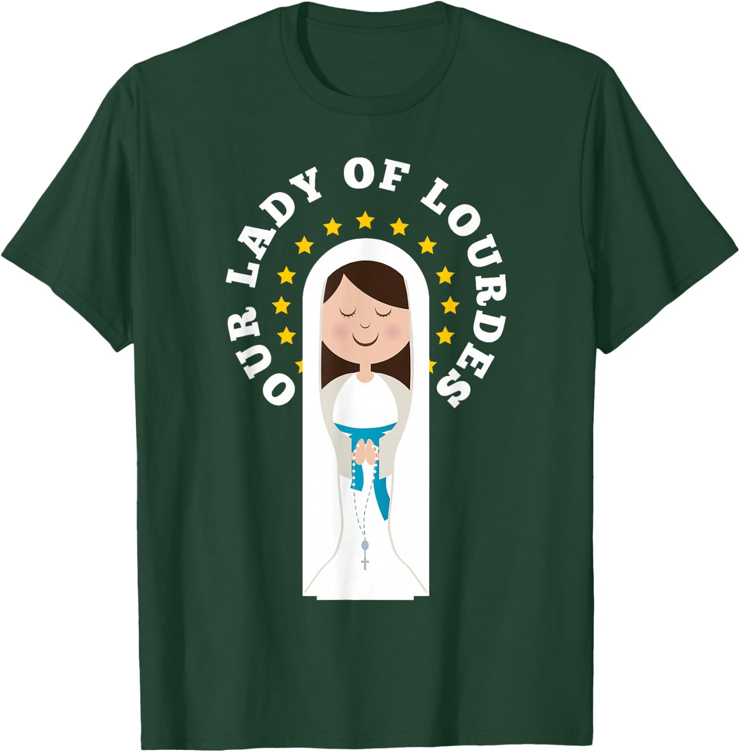 Our Lady Lourdes Immaculate Conception Mary Catholic Kids T-Shirt - T-Shirt | Forest
