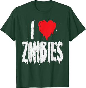 I Love Zombies - Halloween Holiday Zombie Lover Quote T-Shirt - T-Shirt | Forest
