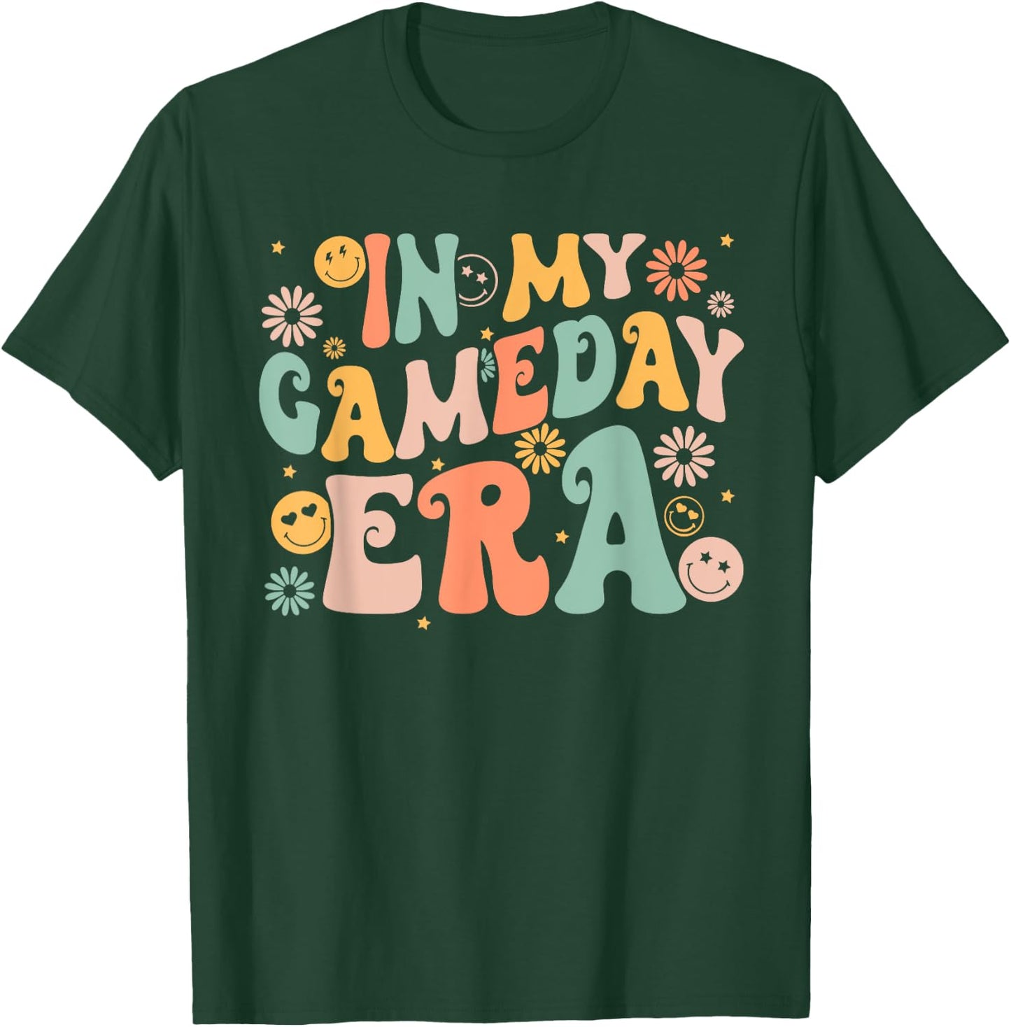Groovy In My Game Day Era Game Day Vibes Girls Kids T-Shirt - T-Shirt | Forest