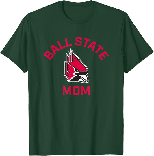 Ball State University Cardinals Arched Mom T-Shirt - T-Shirt | Forest