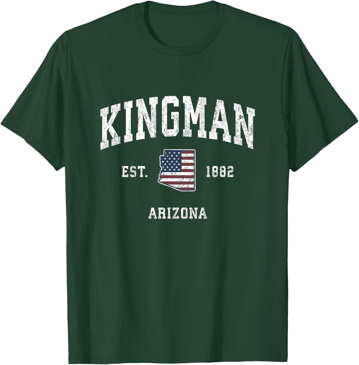 Kingman Arizona AZ Vintage American Flag Sports Design T-Shirt - T-Shirt | Forest
