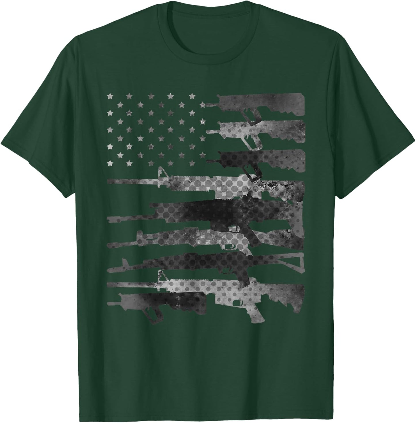 Grey American Flag Guns Vintage Patriotic US Pro-Gun Men T-Shirt - T-Shirt | Forest