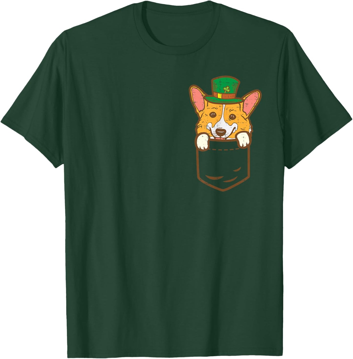 Leprechaun Welsh Corgi Pocket St Patricks Day Pet Dog Gift T-Shirt - T-Shirt | Forest