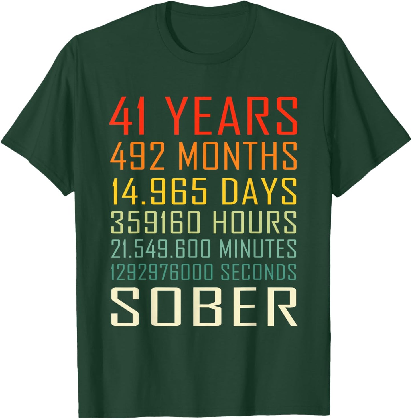 41 Year Sobriety Anniversary Vintage 41 Years Sober T-Shirt - T-Shirt | Forest