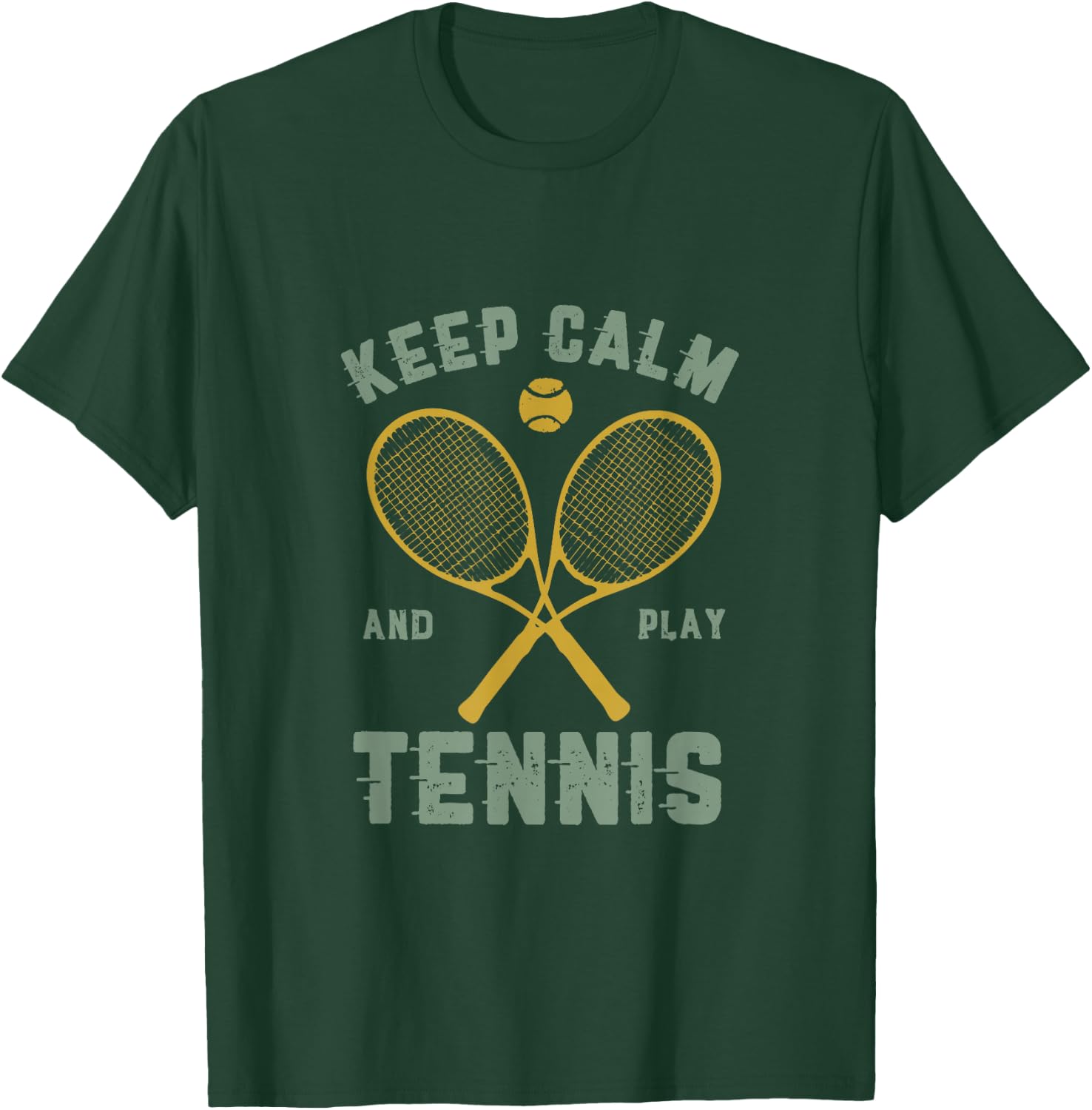Keep Calm and Play Tennis Funny Athletics Sports Vintage T-Shirt - T-Shirt | Forest
