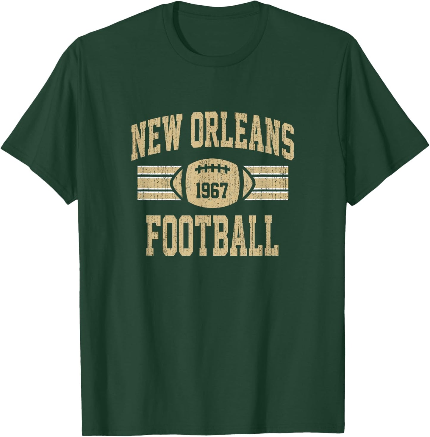 New Orleans Distressed Football Team Fan Small Bold Sports T-Shirt - T-Shirt | Forest