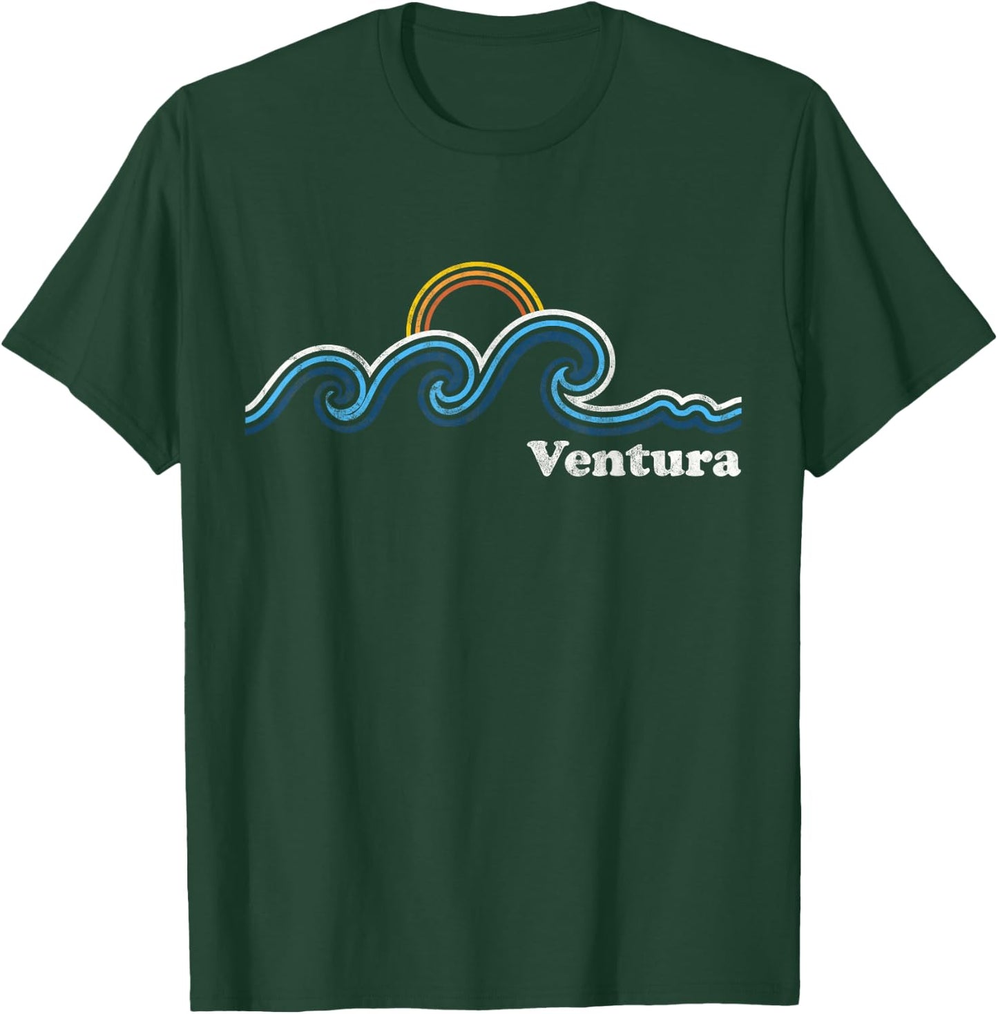 Ventura California CA Sufing Waves Sunset Vintage T-Shirt - T-Shirt | Forest