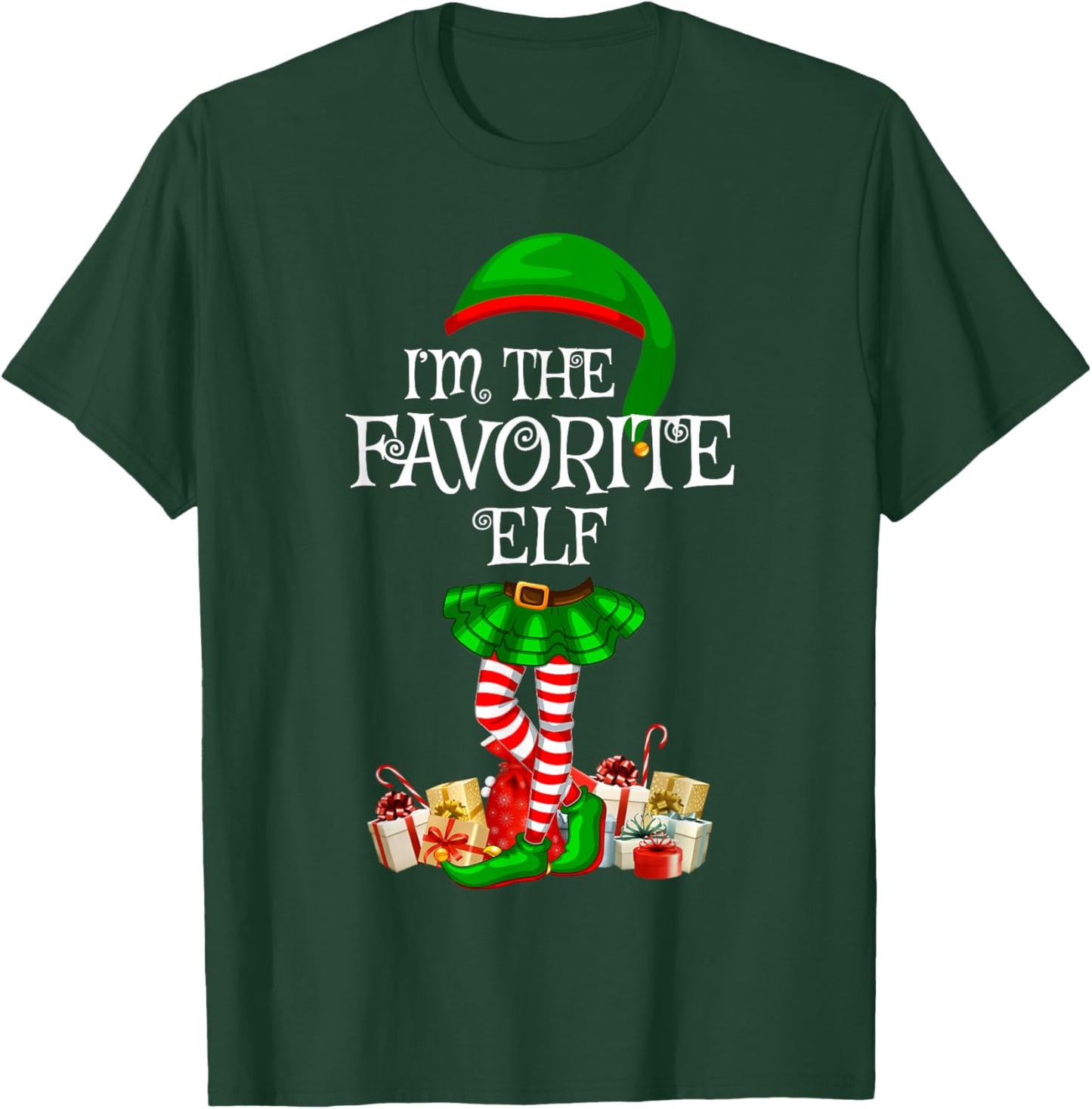 Matching Family Women Girls I'm The Favorite Elf Christmas T-Shirt - T-Shirt | Forest