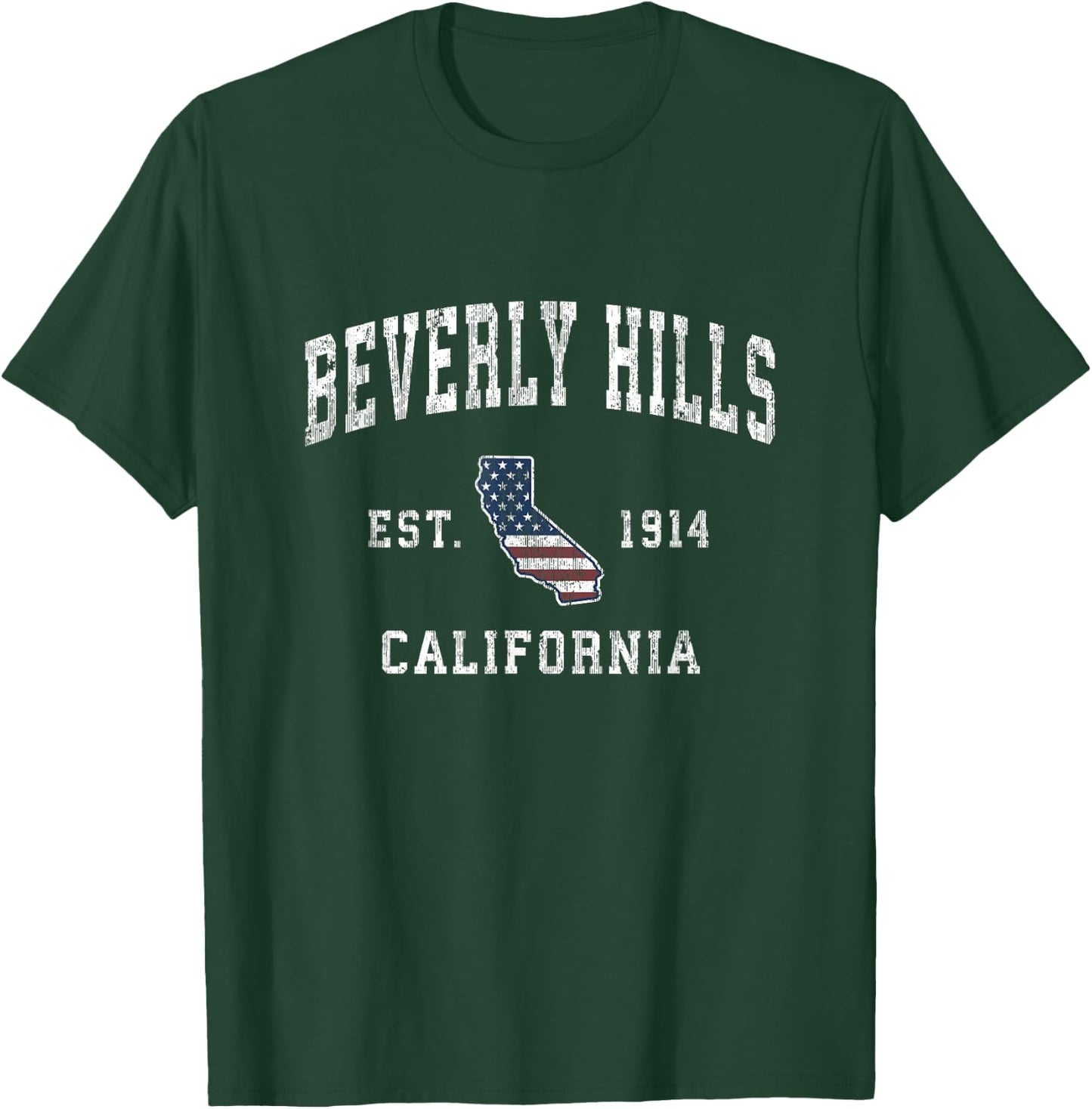 Beverly Hills California CA Vintage American Flag Design Kids Men T-Shirt - T-Shirt | Forest