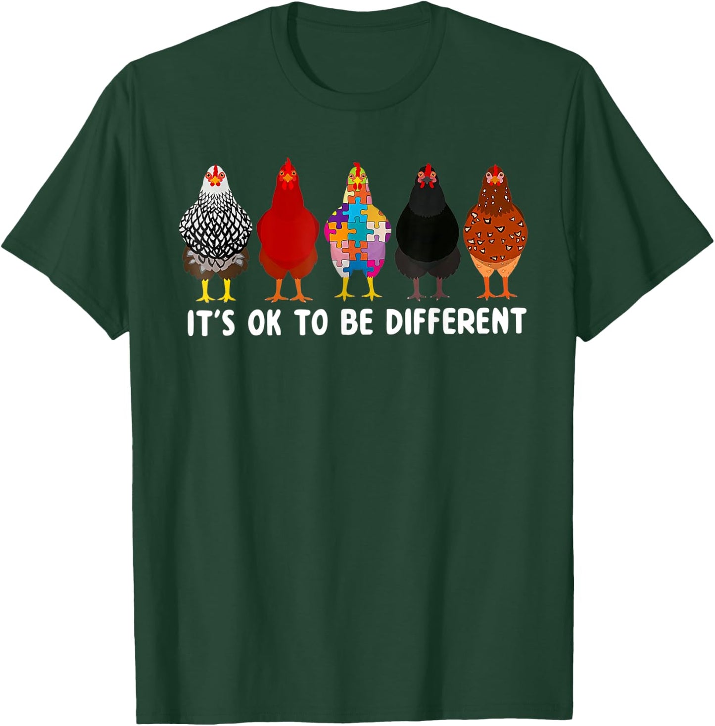 It's Ok To Be Different Cute Chicken Autism Awareness Month T-Shirt - T-Shirt | Forest