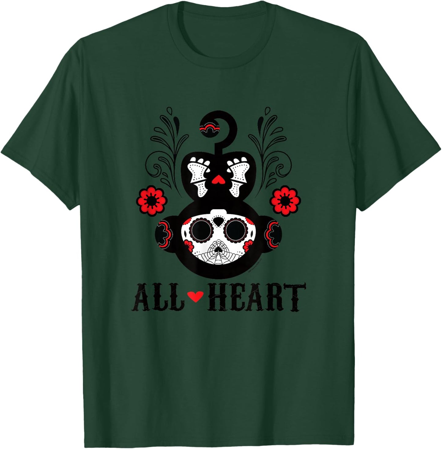 Skelanimals Marcy The Monkey All Heart Sugar Skull Floral T-Shirt - T-Shirt | Forest