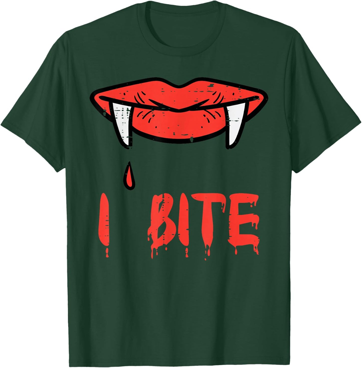 Halloween Vampire Lips I Bite Fangs Costume Women Girls Men T-Shirt - T-Shirt | Forest