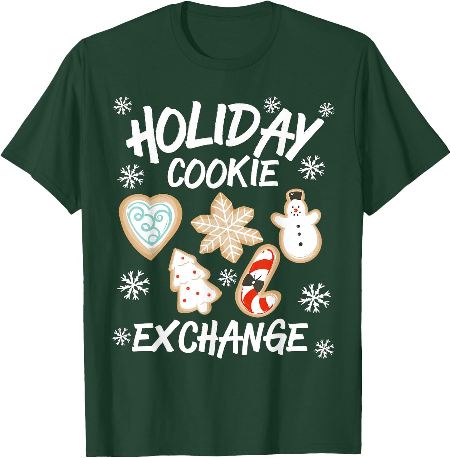Holiday Cookie Baking Xmas Christmas Cookie Exchange Santa T-Shirt - T-Shirt | Forest