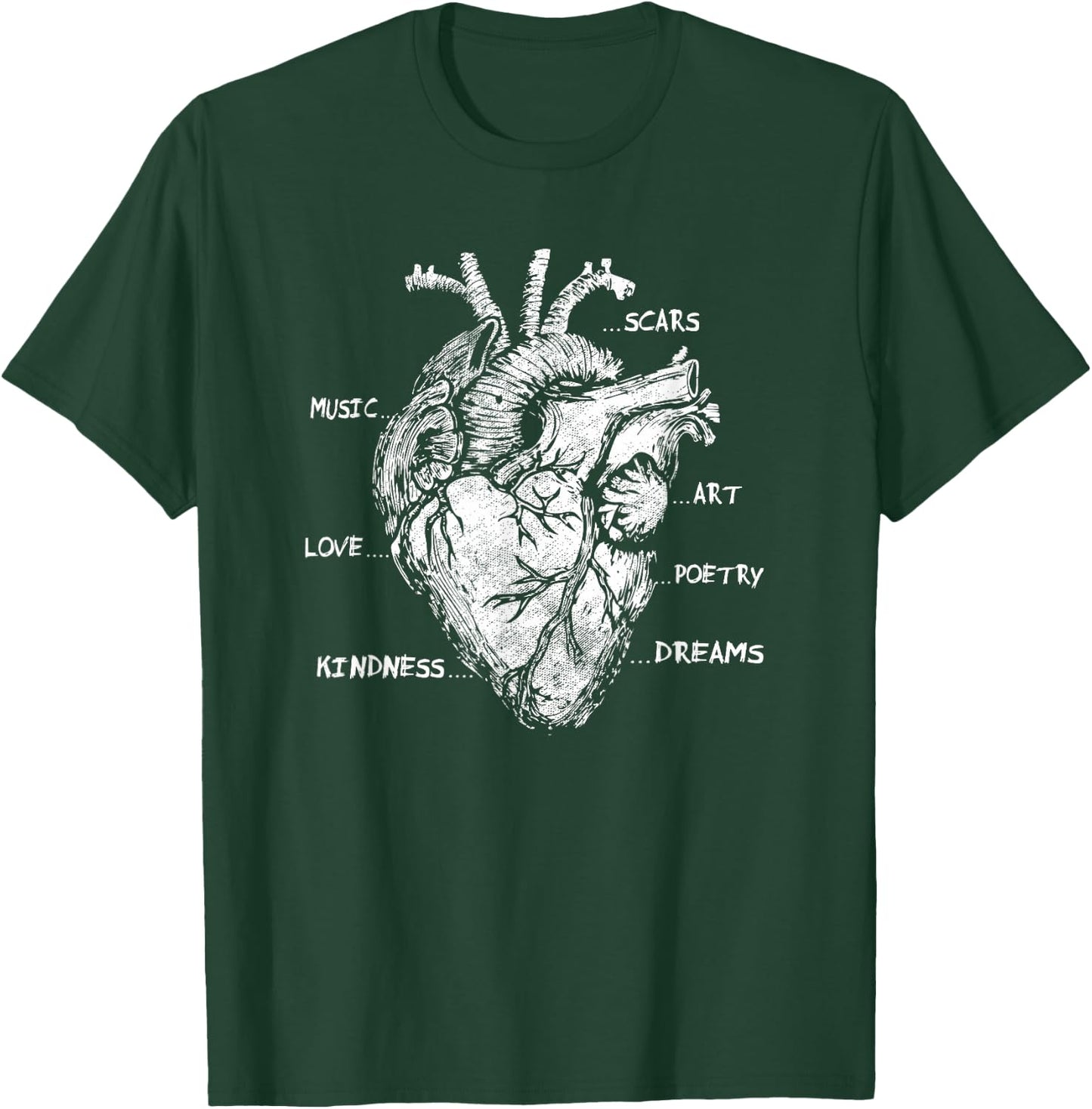 Artistic Heart Anatomical Graphic Kindness Human Anatomy Fun T-Shirt - T-Shirt | Forest