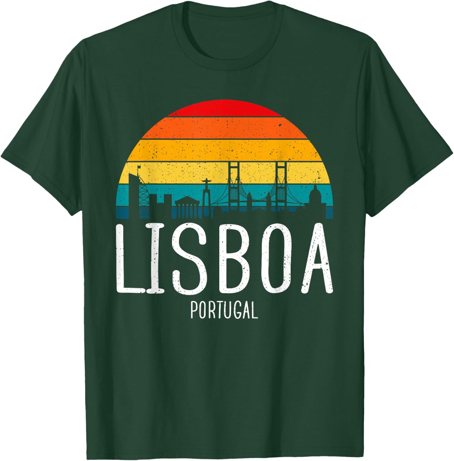 Lisboa Portugal - Lisbon Skyline Vintage Retro Souvenir T-Shirt - T-Shirt | Forest