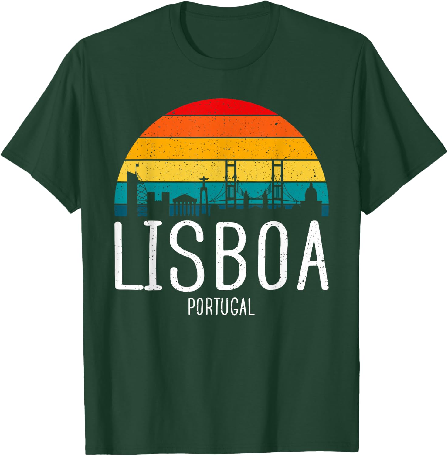 Lisboa Portugal - Lisbon Skyline Vintage Retro Souvenir T-Shirt - T-Shirt | Forest