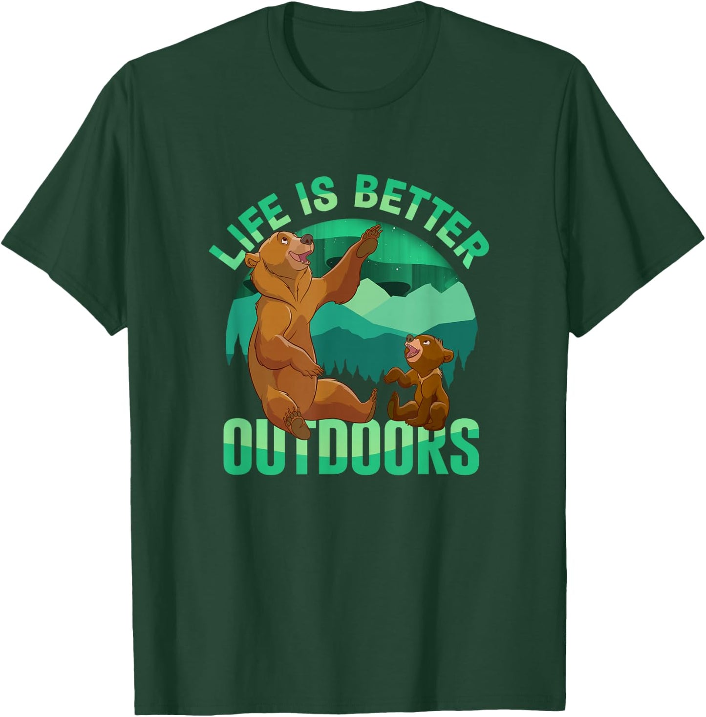 Disney Brother Bear Life Is Better Outdoors Retro Badge T-Shirt - T-Shirt | Forest