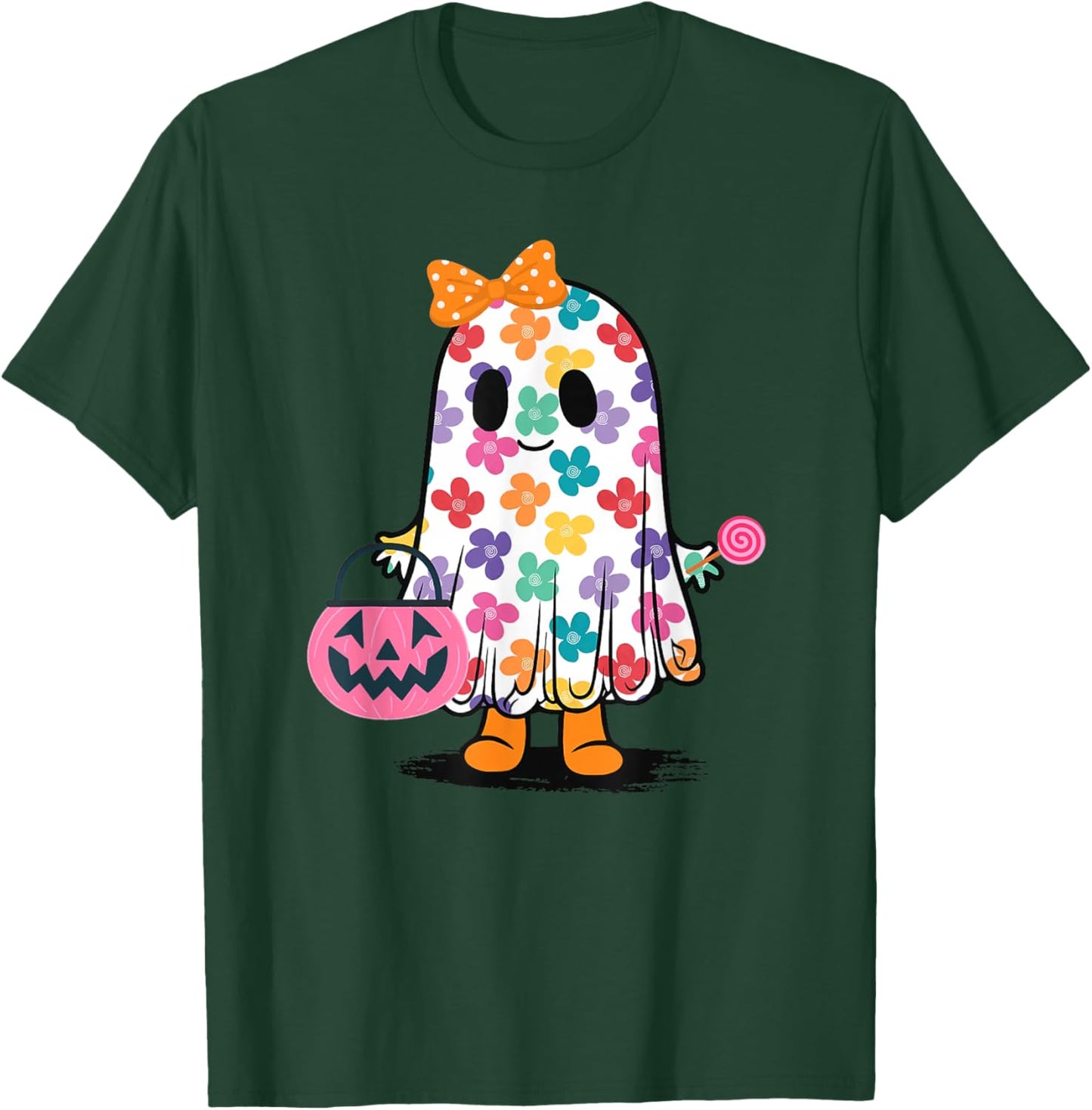 Cute Girly Ghost Flower Spooky Season T-Shirt - T-Shirt | Forest