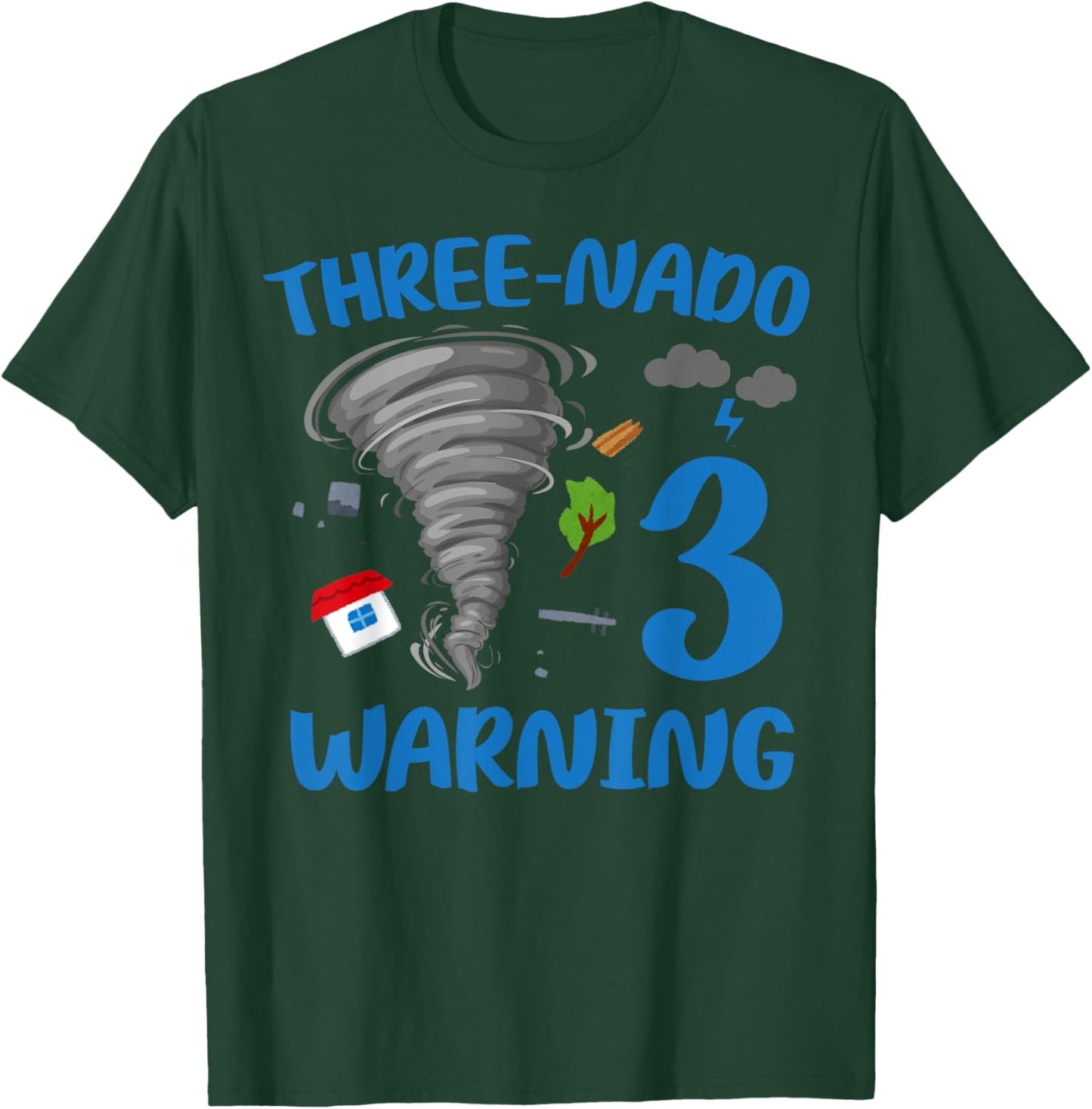 Kids Three-nado Warning 3rd Birthday Party Theme Tornado Boy T-Shirt - T-Shirt | Forest