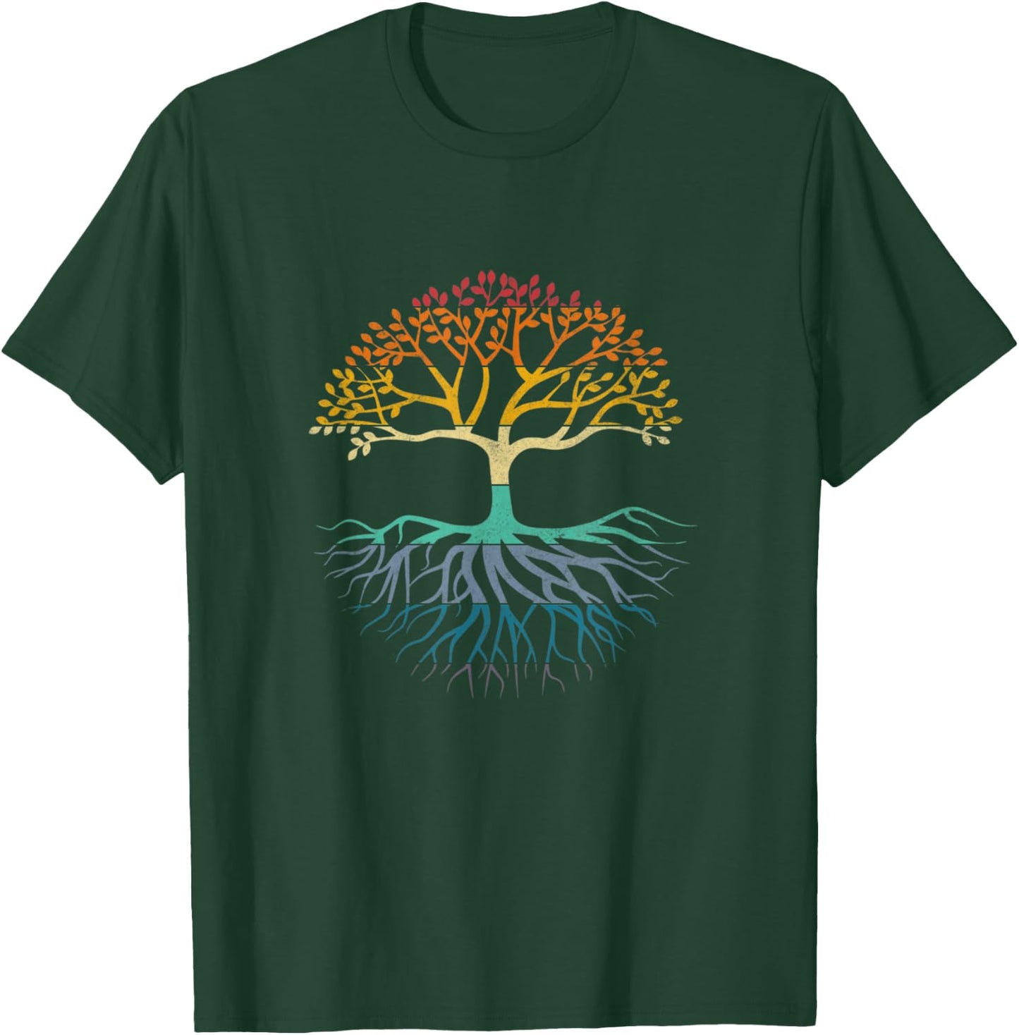Tree of Life Retro Sun Vintage Hippy T-Shirt - T-Shirt | Forest