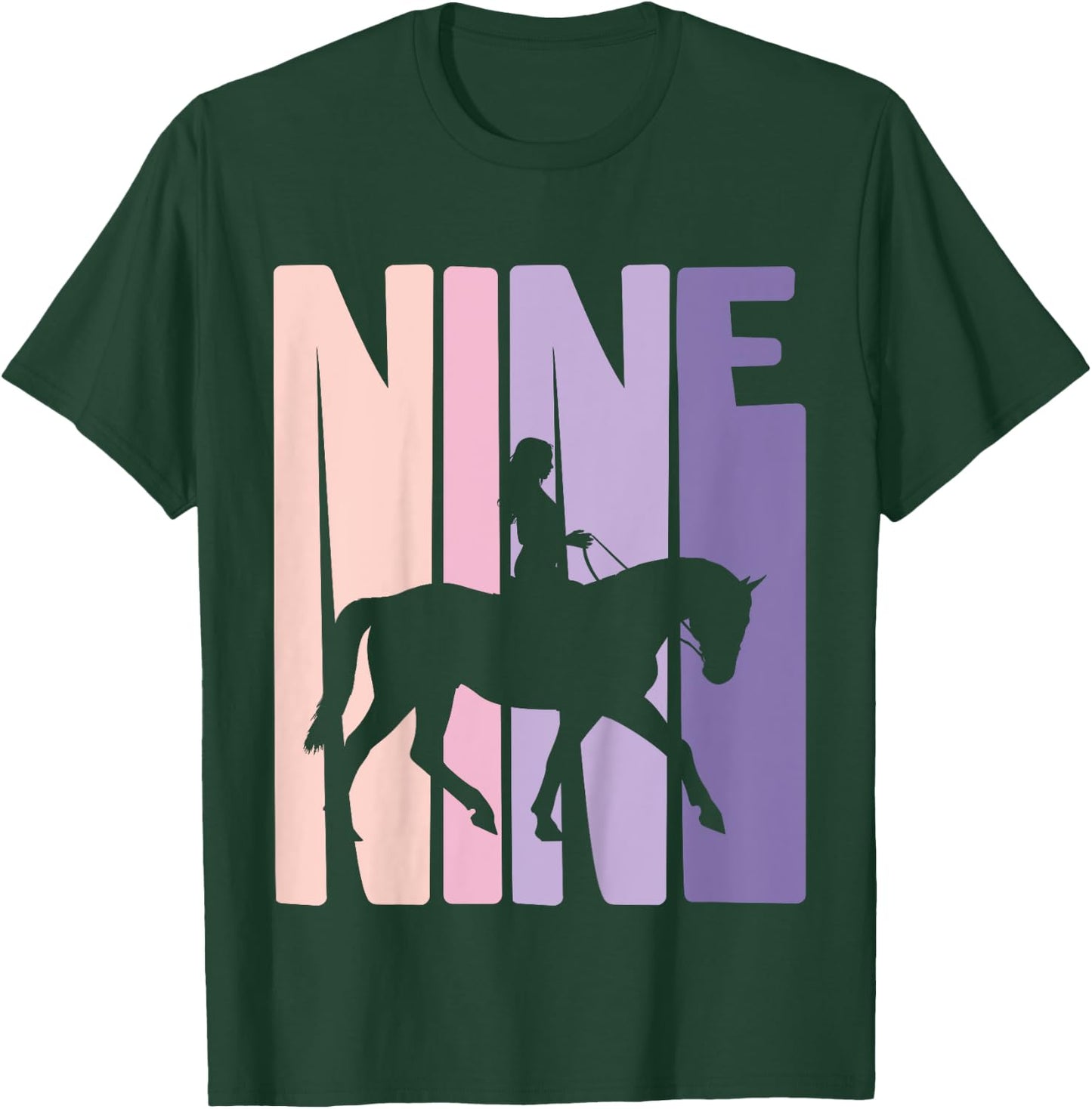 9th Birthday Gift Horse Rider Fan 9 Years Girls T-Shirt - T-Shirt | Forest