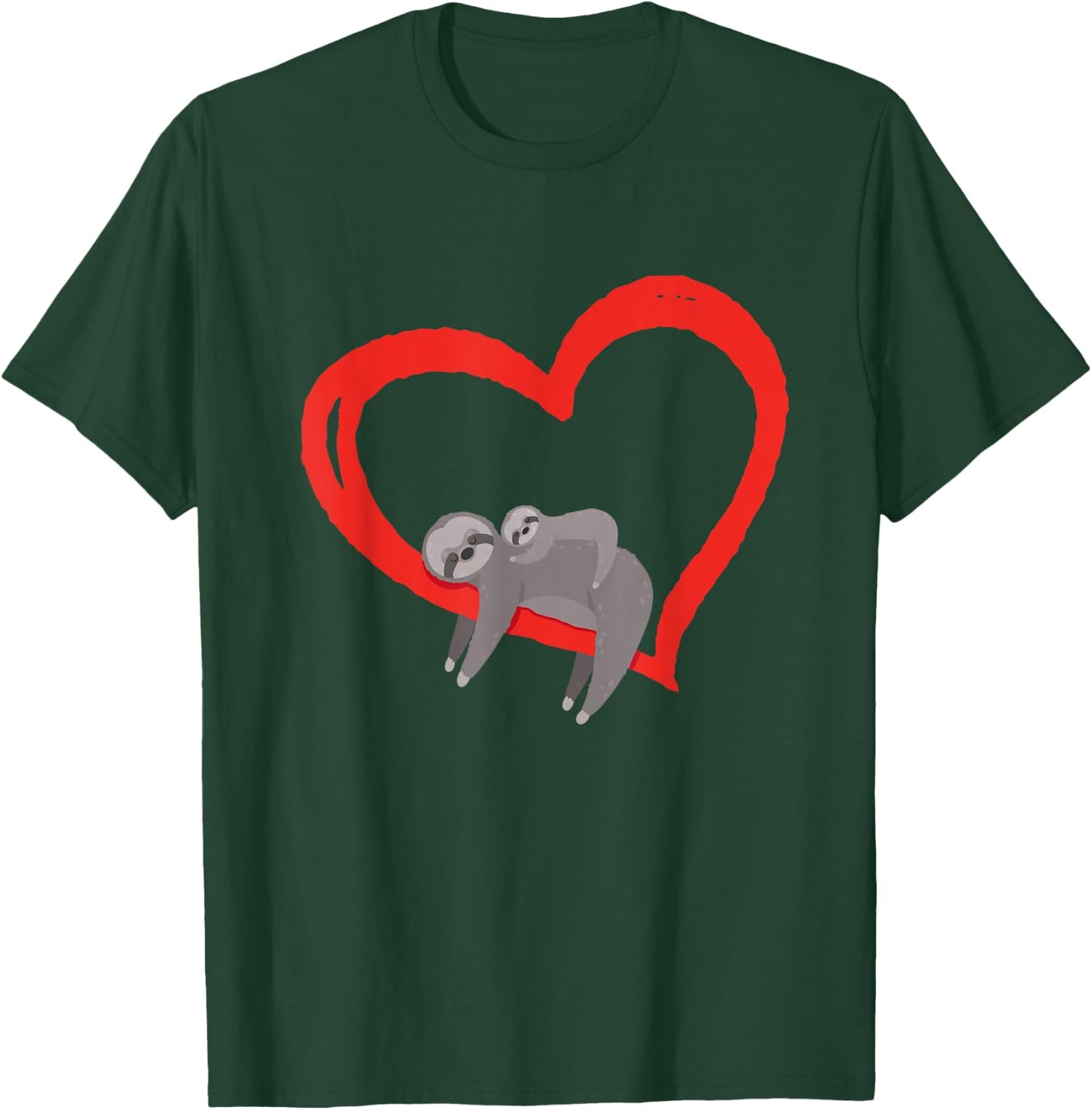 Sloth Valentine's Day, Women's Sloths Valentine's Day Heart T-Shirt - T-Shirt | Forest